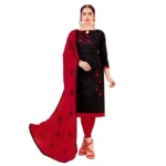 Generic Women’s Glaze Cotton Unstitched Salwar-Suit Material With Dupatta (Black, 2 Mtr)