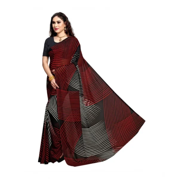 Generic Women's Georgette Saree(Black,5-6 Mtrs) - Image 4