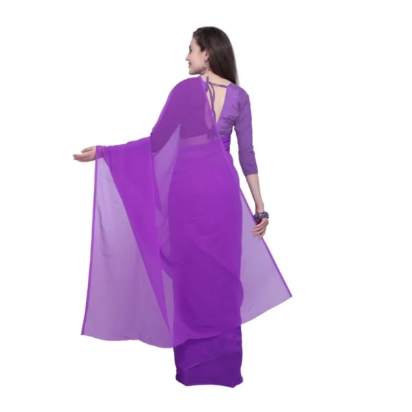 Generic Women's Dyed Saree(Purple,5-6 Mtrs) - Image 2