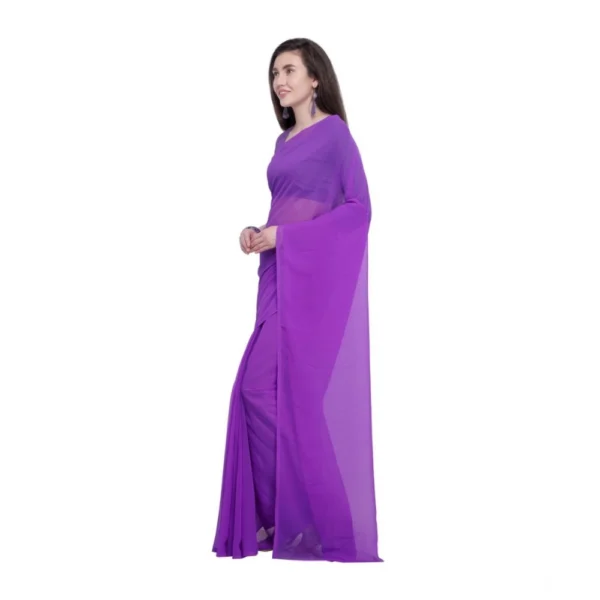 Generic Women's Dyed Saree(Purple,5-6 Mtrs) - Image 3