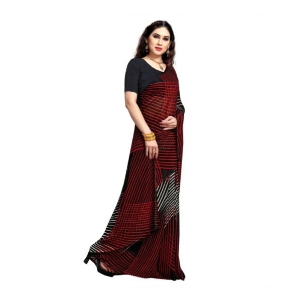 Generic Women's Georgette Saree(Black,5-6 Mtrs) - Image 2