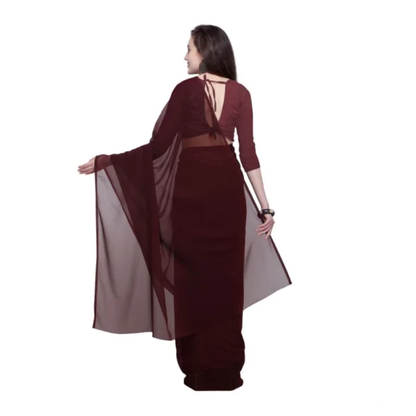 Generic Women's Dyed Saree(Brown,5-6 Mtrs) - Image 2