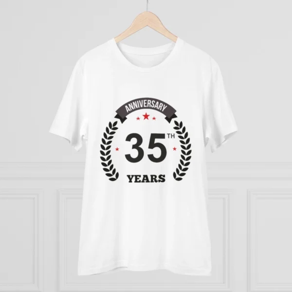 Generic Men's PC Cotton 35th Anniversary Printed T Shirt (Color: White, Thread Count: 180GSM) - Image 3