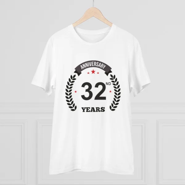 Generic Men's PC Cotton 32nd Anniversary Printed T Shirt (Color: White, Thread Count: 180GSM) - Image 3