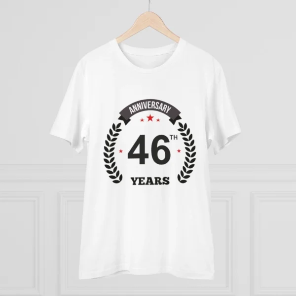 Generic Men's PC Cotton 46th Anniversary Printed T Shirt (Color: White, Thread Count: 180GSM) - Image 3