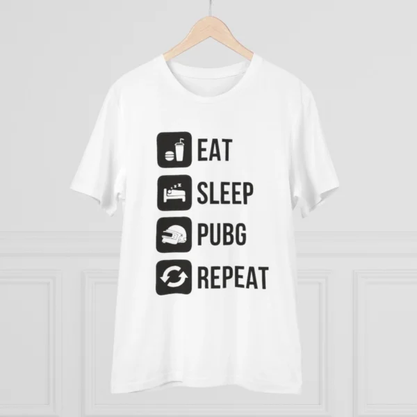 Generic Men's PC Cotton Eat Sleep Pubg Repeat Printed T Shirt (Color: White, Thread Count: 180GSM) - Image 3