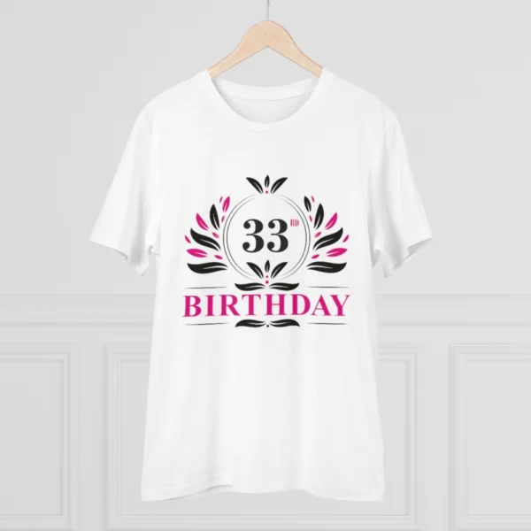 Generic Men's PC Cotton 33rd Birthday Printed T Shirt (Color: White, Thread Count: 180GSM) - Image 3