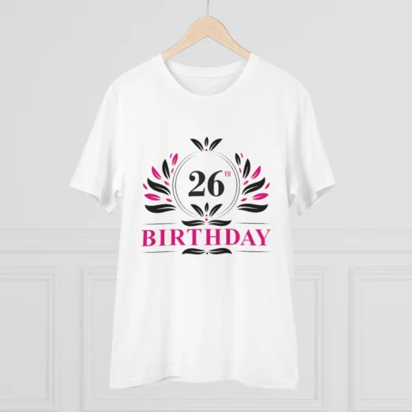 Generic Men's PC Cotton 26th Birthday Printed T Shirt (Color: White, Thread Count: 180GSM) - Image 3