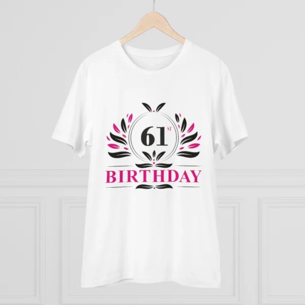 Generic Men's PC Cotton 61st Birthday Printed T Shirt (Color: White, Thread Count: 180GSM) - Image 3