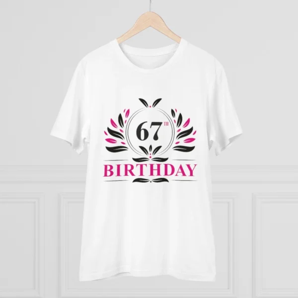 Generic Men's PC Cotton 67th Birthday Printed T Shirt (Color: White, Thread Count: 180GSM) - Image 3