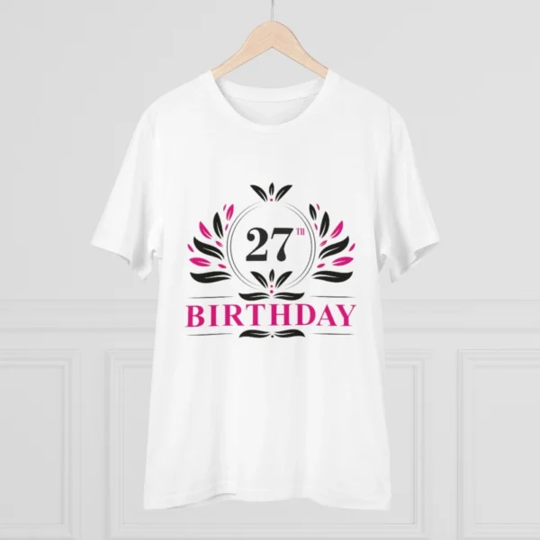 Generic Men's PC Cotton 27th Birthday Printed T Shirt (Color: White, Thread Count: 180GSM) - Image 3