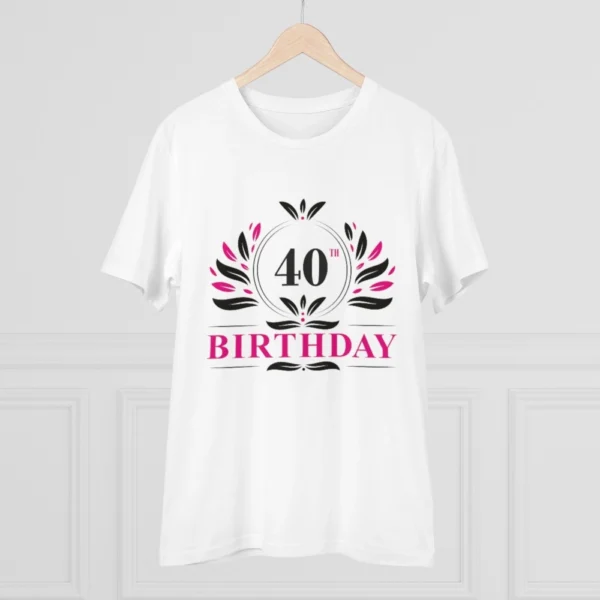 Generic Men's PC Cotton 40th Birthday Printed T Shirt (Color: White, Thread Count: 180GSM) - Image 3