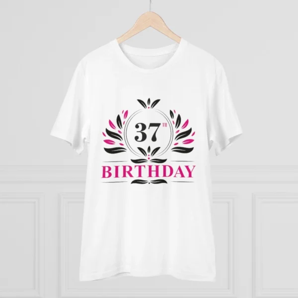 Generic Men's PC Cotton 37th Birthday Printed T Shirt (Color: White, Thread Count: 180GSM) - Image 3