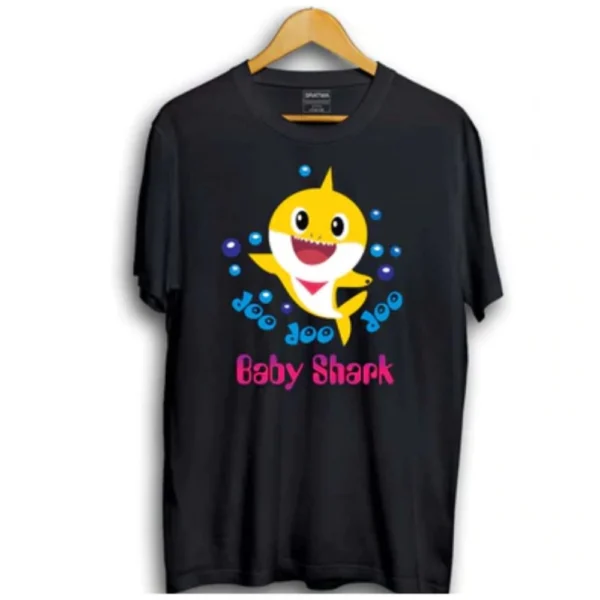 Generic Boys Cotton Baby Shark Half Sleeve TShirt (Black) - Image 2