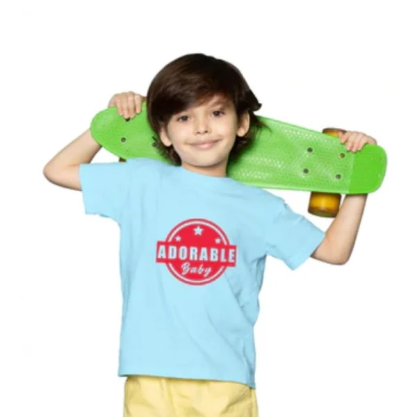 Generic Boys Cotton Adorable Baby Half Sleeve TShirt (Sky Blue) - Image 2