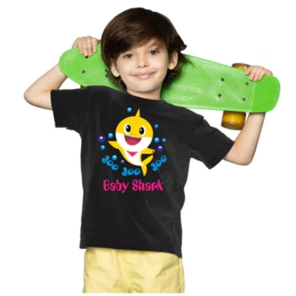 Generic Boys Cotton Baby Shark Half Sleeve TShirt (Black) - Image 4