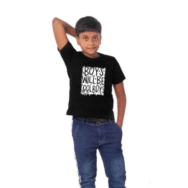 Generic Boys Cotton Will Be Cool Half Sleeve TShirt (Black) - Image 4