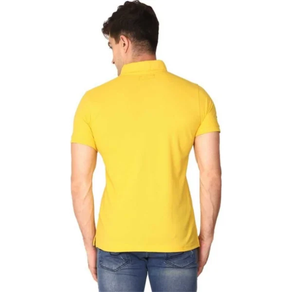 Generic Men's Half Sleeve Polo Collar Cotton T Shirt (Yellow) - Image 2