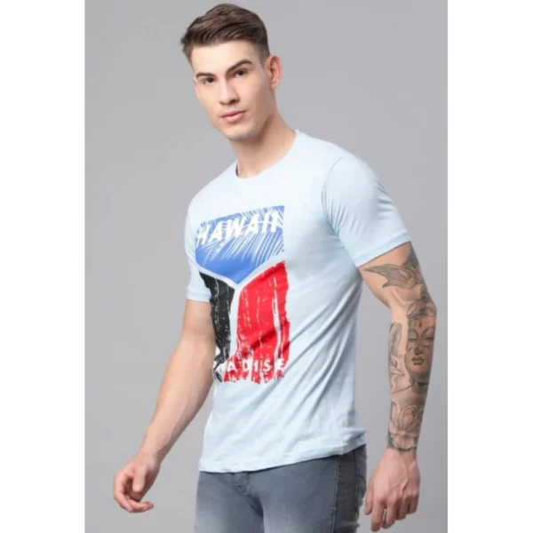 Generic Men's Half Sleeve Round Neck Cotton T Shirt (Blue) - Image 2