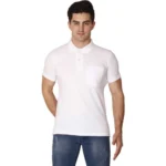 Generic Men’s Half Sleeve Polo Collar Cotton T Shirt (White )