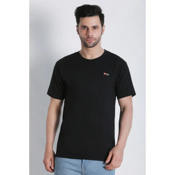 Generic Men's Cotton Jersey Round Neck Plain Tshirt (Black) - Image 3