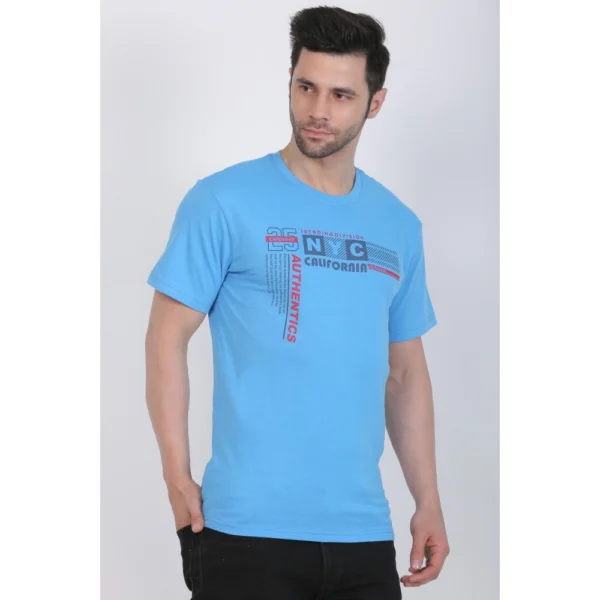 Generic Men's Cotton Jersey Round Neck Printed Tshirt (Turquoise Blue) - Image 5