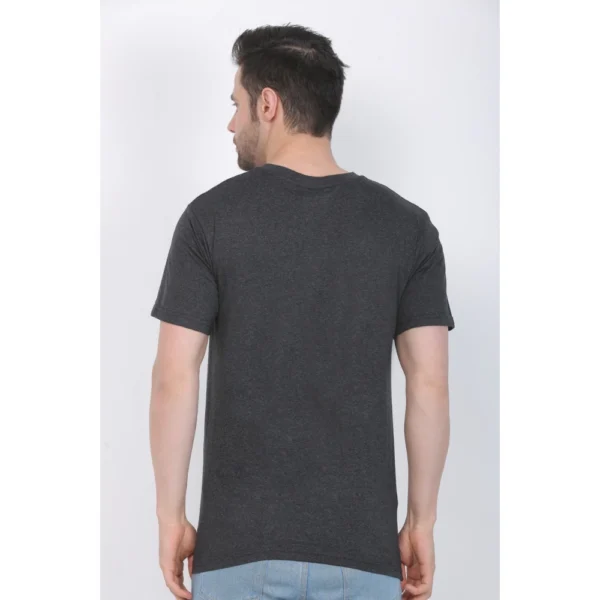 Generic Men's Cotton Jersey V Neck Plain Tshirt (Charcoal Melange) - Image 2