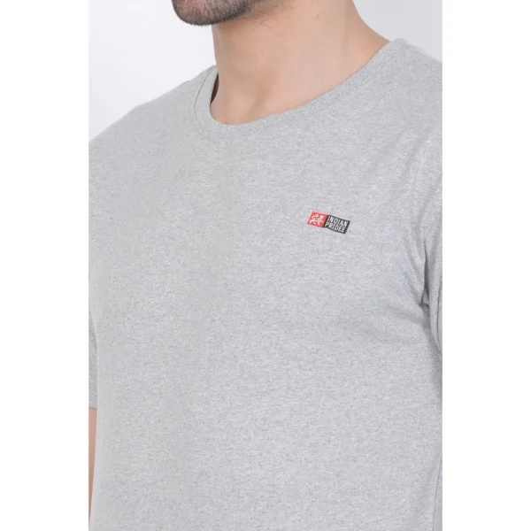 Generic Men's Cotton Jersey Round Neck Plain Tshirt (Grey Melange) - Image 4