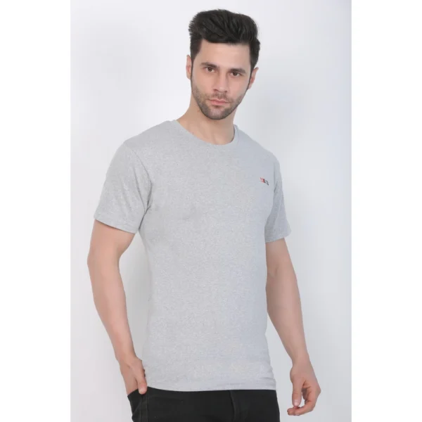 Generic Men's Cotton Jersey Round Neck Plain Tshirt (Grey Melange) - Image 5