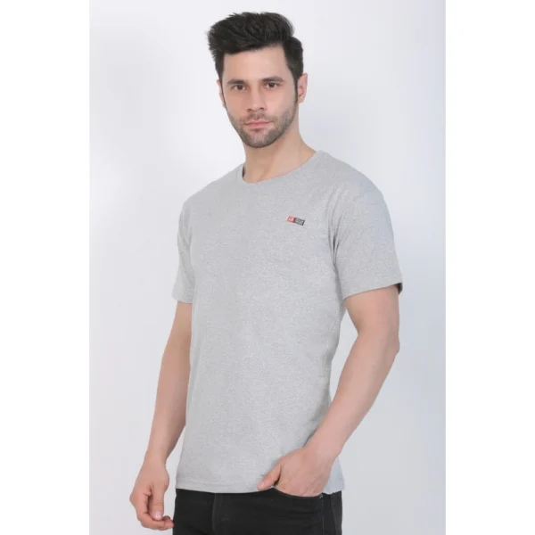 Generic Men's Cotton Jersey Round Neck Plain Tshirt (Grey Melange) - Image 7