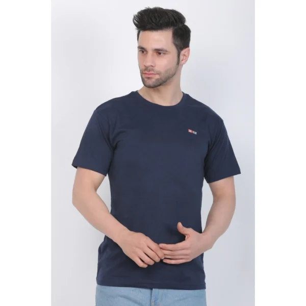 Generic Men's Cotton Jersey Round Neck Plain Tshirt (Navy) - Image 3