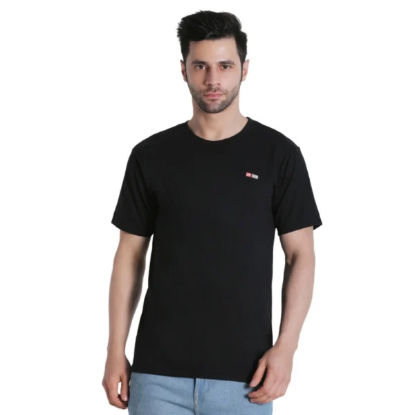 Generic Men's Cotton Jersey Round Neck Plain Tshirt (Black)