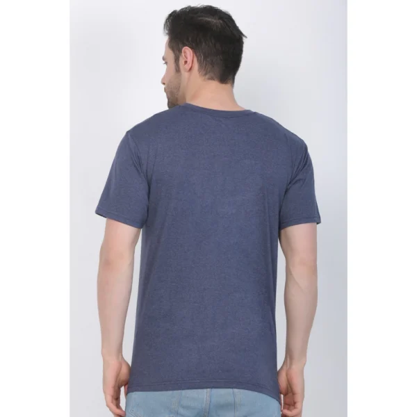 Generic Men's Cotton Jersey Round Neck Printed Tshirt (Blue Melange) - Image 5