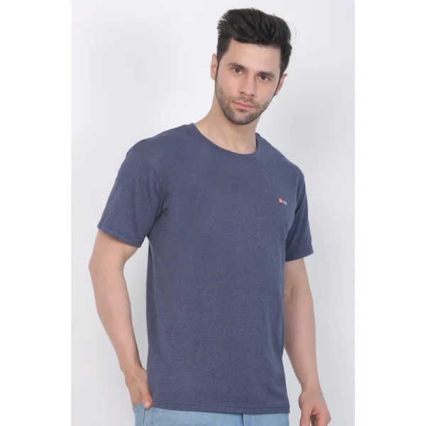 Generic Men's Cotton Jersey Round Neck Plain Tshirt (Blue Melange) - Image 6