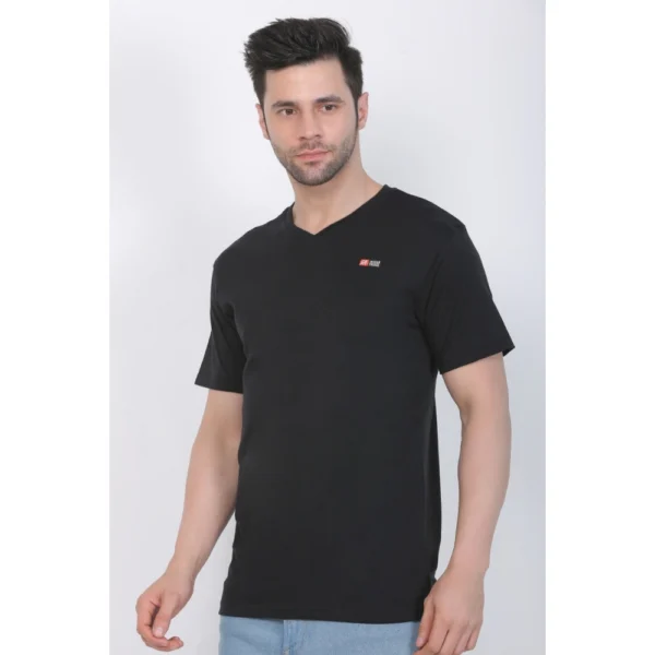 Generic Men's Cotton Jersey V Neck Plain Tshirt (Black) - Image 4