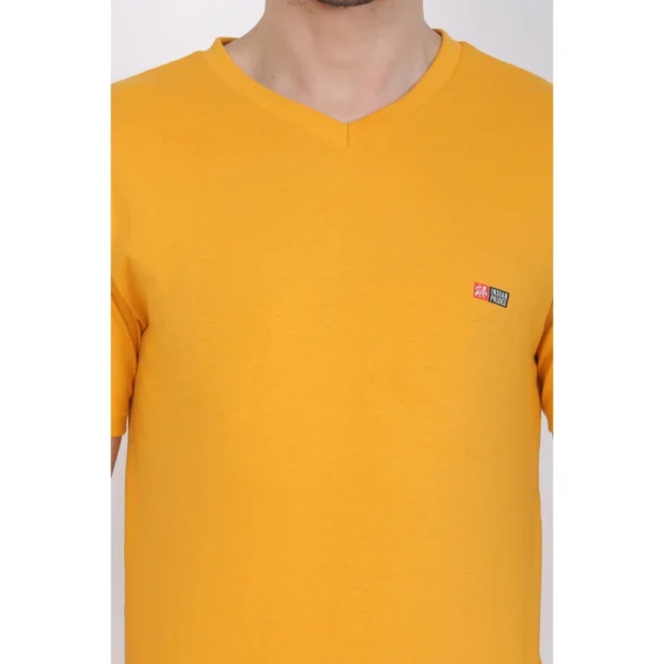 Generic Men's Cotton Jersey V Neck Plain Tshirt (Mustard Yellow) - Image 4