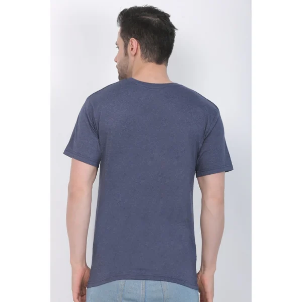 Generic Men's Cotton Jersey Round Neck Plain Tshirt (Blue Melange) - Image 2