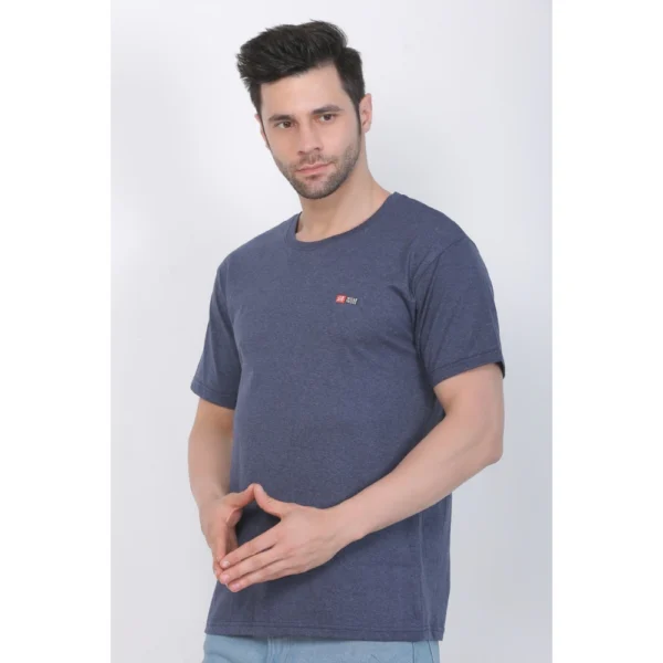 Generic Men's Cotton Jersey Round Neck Plain Tshirt (Blue Melange) - Image 8