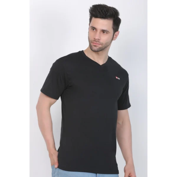 Generic Men's Cotton Jersey V Neck Plain Tshirt (Black) - Image 5