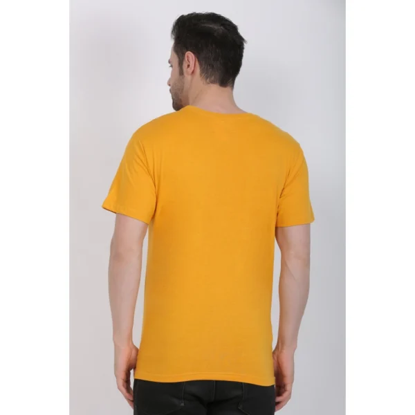 Generic Men's Cotton Jersey V Neck Plain Tshirt (Mustard Yellow) - Image 2