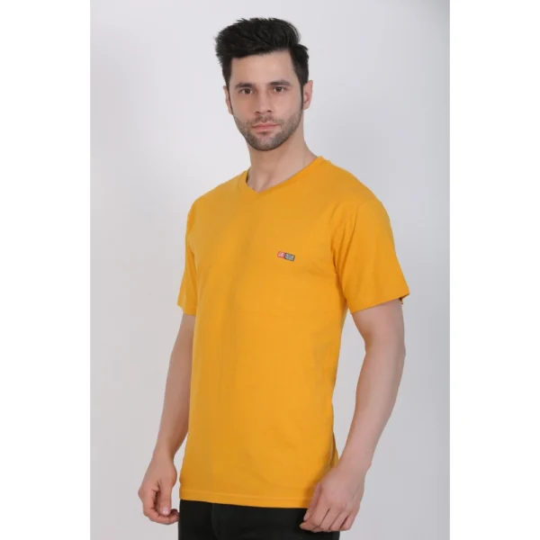 Generic Men's Cotton Jersey V Neck Plain Tshirt (Mustard Yellow) - Image 6