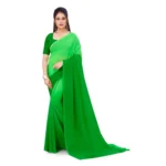 Generic Women’s Georgette Printed Saree With Unstitched Blouse (Green, 5-6 Mtrs)