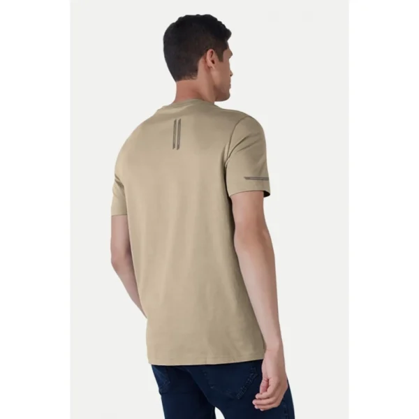 Generic Men's Casual Half sleeve Solid Polyester Crew Neck T-shirt (Beige) - Image 2