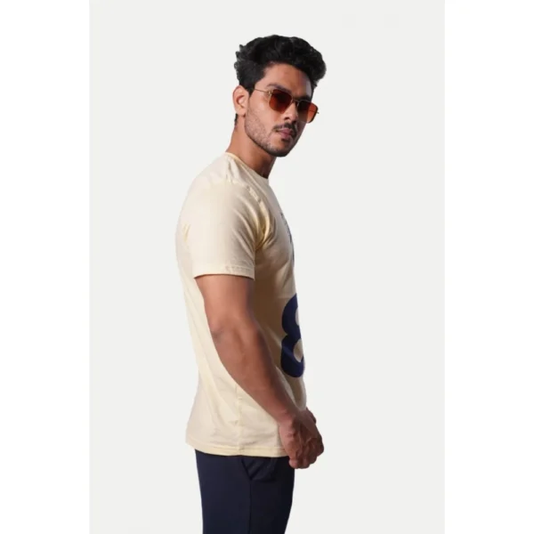 Generic Men's Casual Half sleeve Printed Cotton Crew Neck T-shirt (Beige) - Image 4