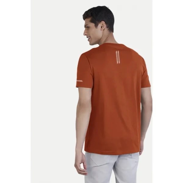 Generic Men's Casual Half sleeve Solid Polyester Crew Neck T-shirt (Rust) - Image 2