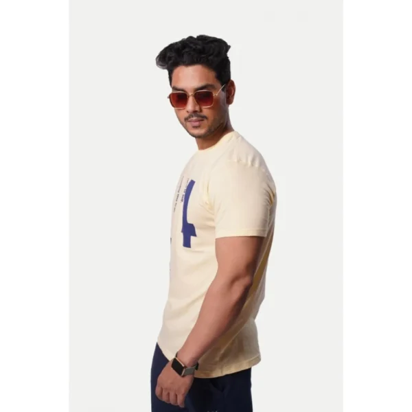 Generic Men's Casual Half sleeve Printed Cotton Crew Neck T-shirt (Beige) - Image 6