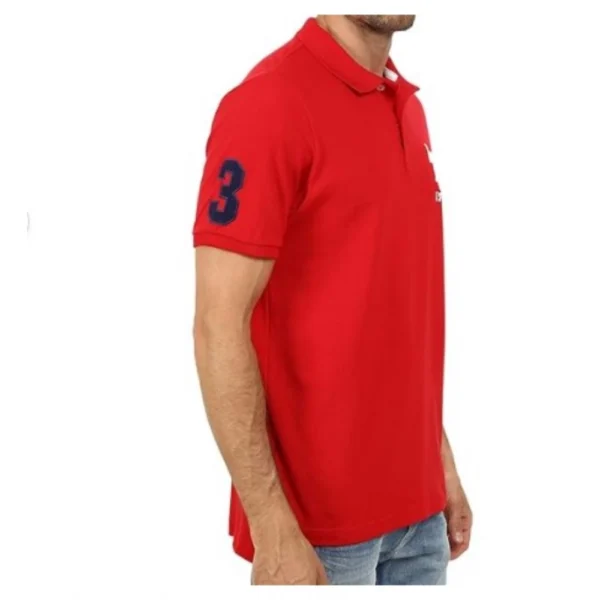 Generic Men's Casual Half sleeve Solid Cotton Polo Neck T-shirt (Red) - Image 3