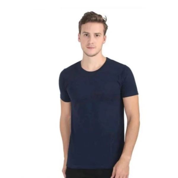 Generic Men's Casual Short Sleeves Cotton Round Neck T-shirt (Navy blue) - Image 4