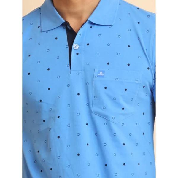 Generic Men's Casual Cotton Printed Polo Neck Half Sleeve T-Shirt (Blue) - Image 6