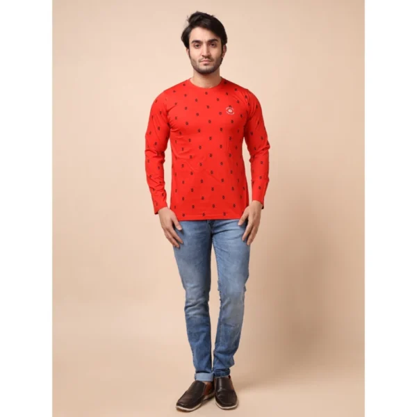 Generic Men's Casual Cotton Printed Round Neck Full Sleeve T-Shirt (Red) - Image 7